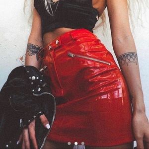 I AM GIA Red Patent Mini Skirt 🔥🔥🔥
